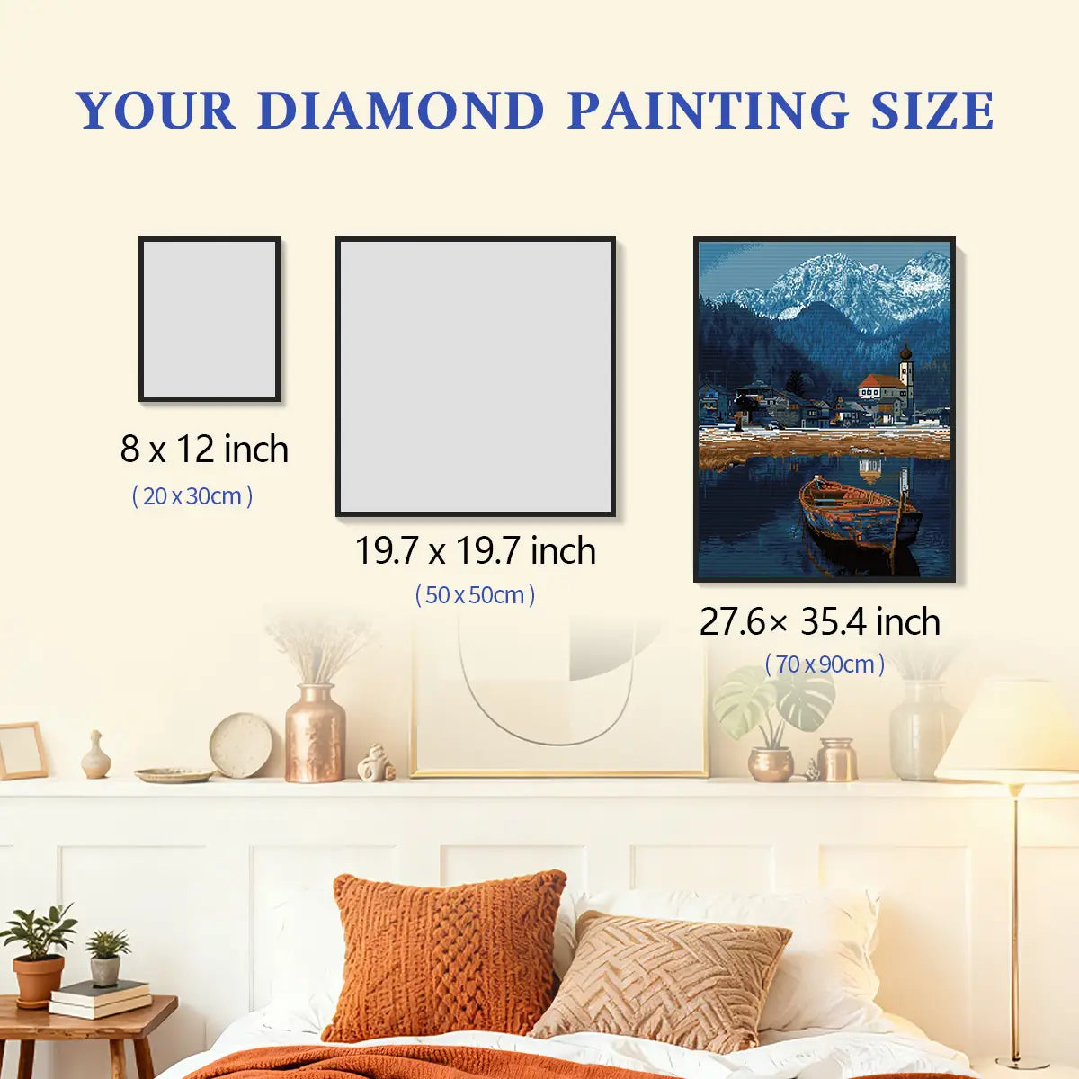 Silent Lake diamond painting size comparison chart - FEELOOK Art