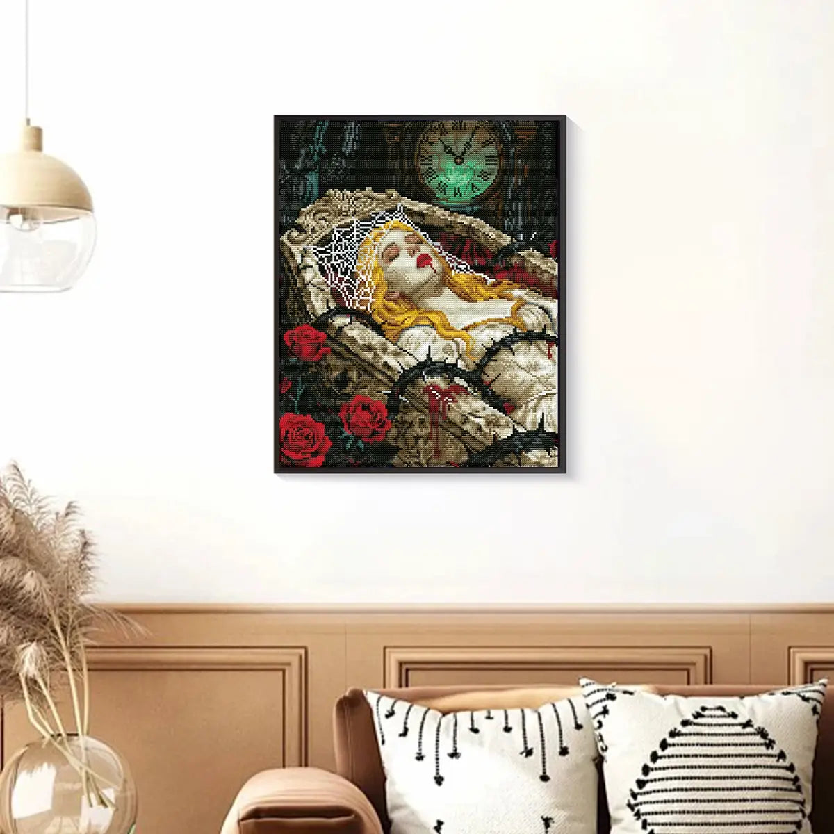Whimsical display of Sleeping Beauty diamond art with forest and fairy-tale ambiance – FEELOOK Art