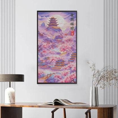 Elegant display of Song of Yellow Crane Tower diamond art in an artistic wall décor arrangement – FEELOOK Art