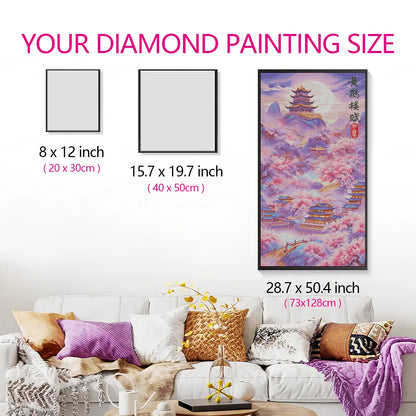 Size comparison of Song of Yellow Crane Tower diamond painting with hand reference – FEELOOK Art