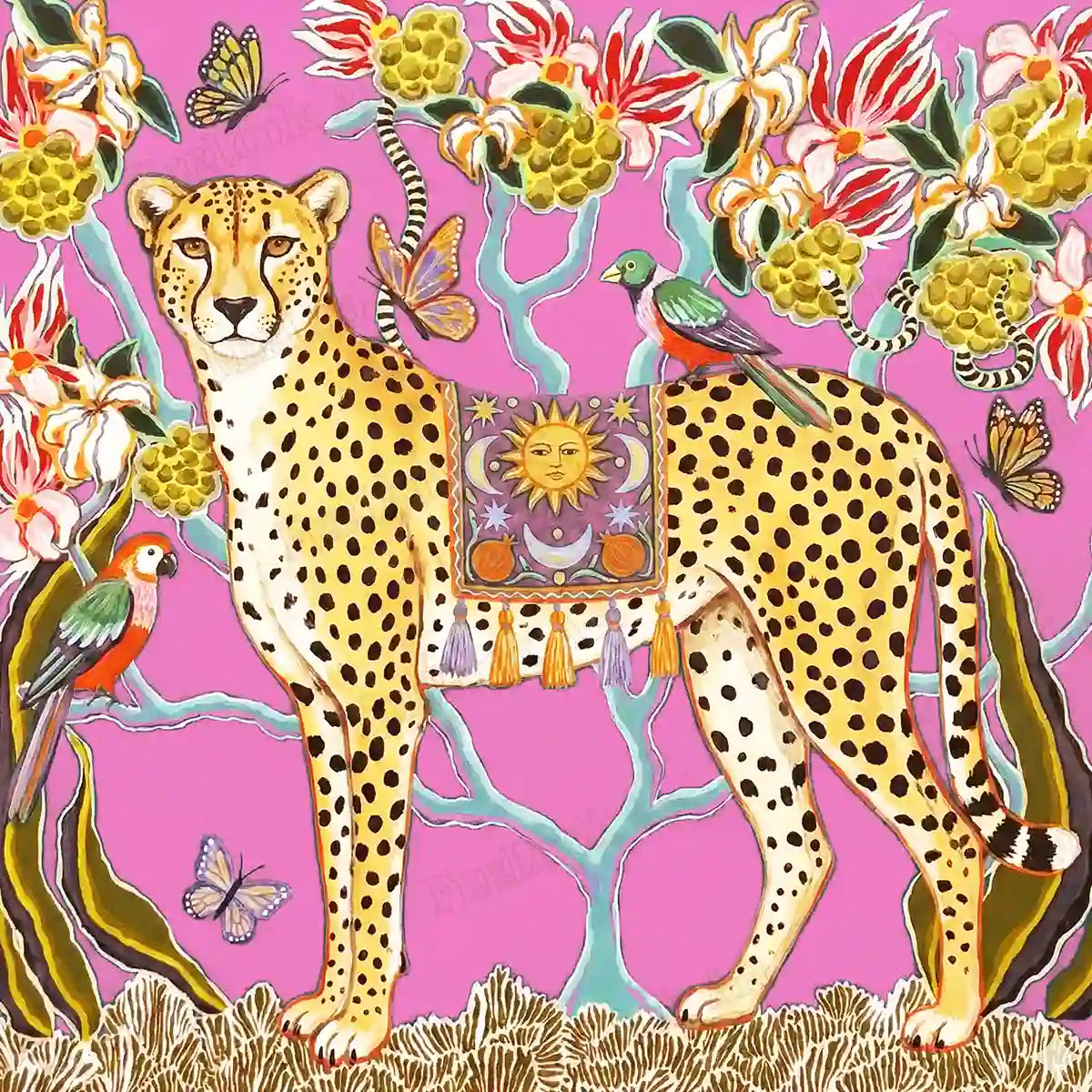 The Spots diamond painting featuring a cute Dalmatian puppy with soulful eyes against a soft pink background – FEELOOK Art