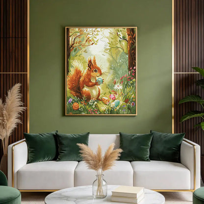 Squirrel Nuts diamond painting decorating bedroom wall - FEELOOK Art