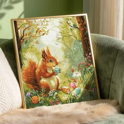 Squirrel Nuts diamond painting as living room wall decor - FEELOOK Art