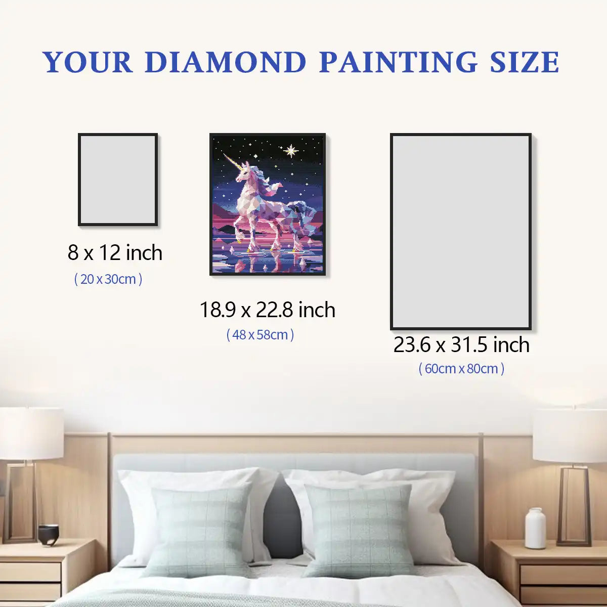  Starlight Unicorn Diamond Painting Size Comparison Guide Chart - FEELOOK Art