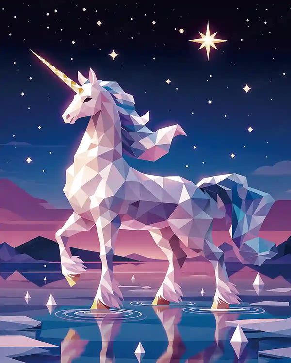Starlight Unicorn Low Poly Diamond Painting Kit Main Product Image - FEELOOK Art