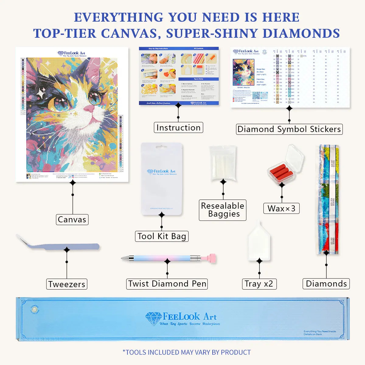 All-in-One IStarry Cat Diamond Painting Kit with Tools and Diamonds - FEELOOK Art