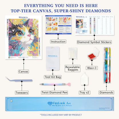 All-in-One IStarry Cat Diamond Painting Kit with Tools and Diamonds - FEELOOK Art