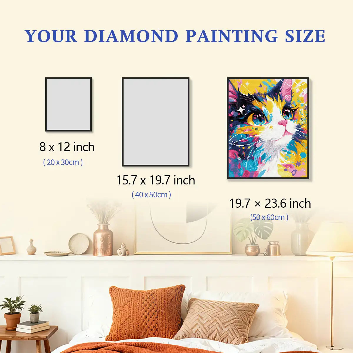 Starry Cat Diamond Painting Size Guide - FEELOOK Art