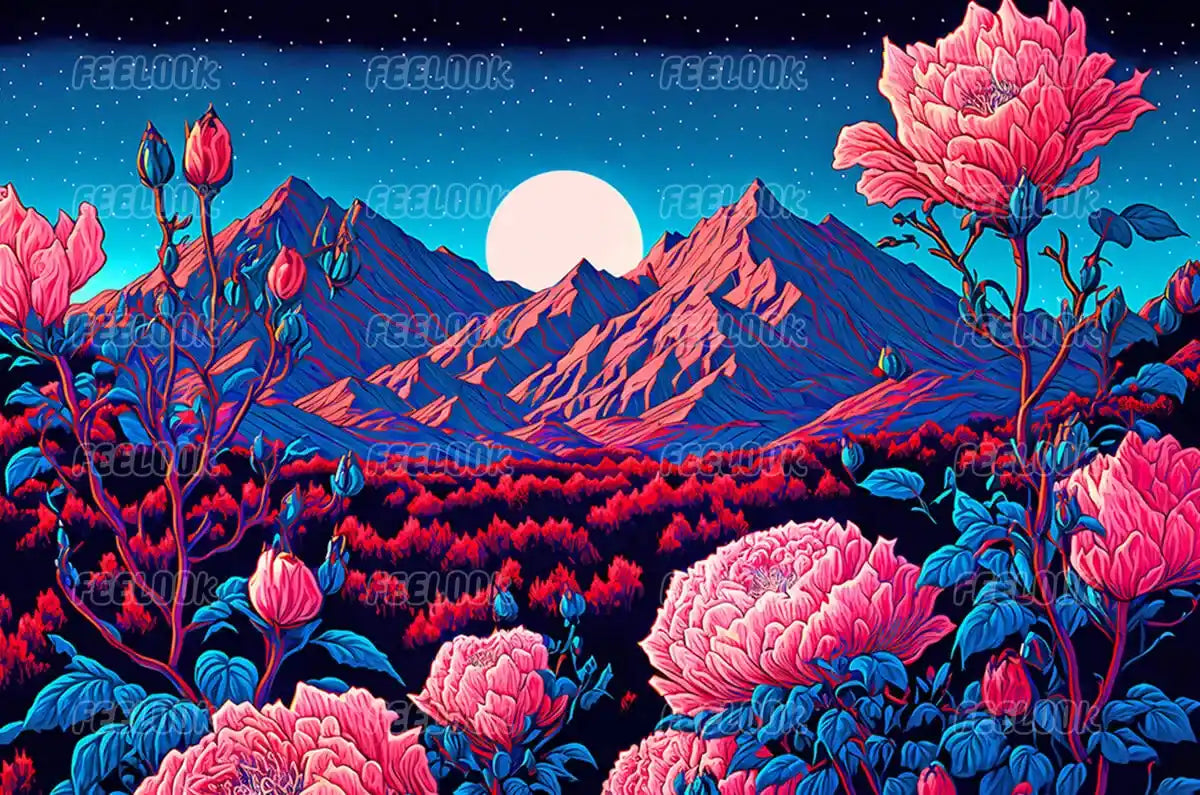Strange Flower diamond painting full view with surreal floral design.