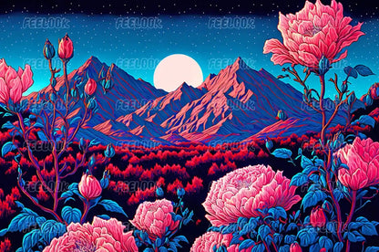 Strange Flower diamond painting full view with surreal floral design.