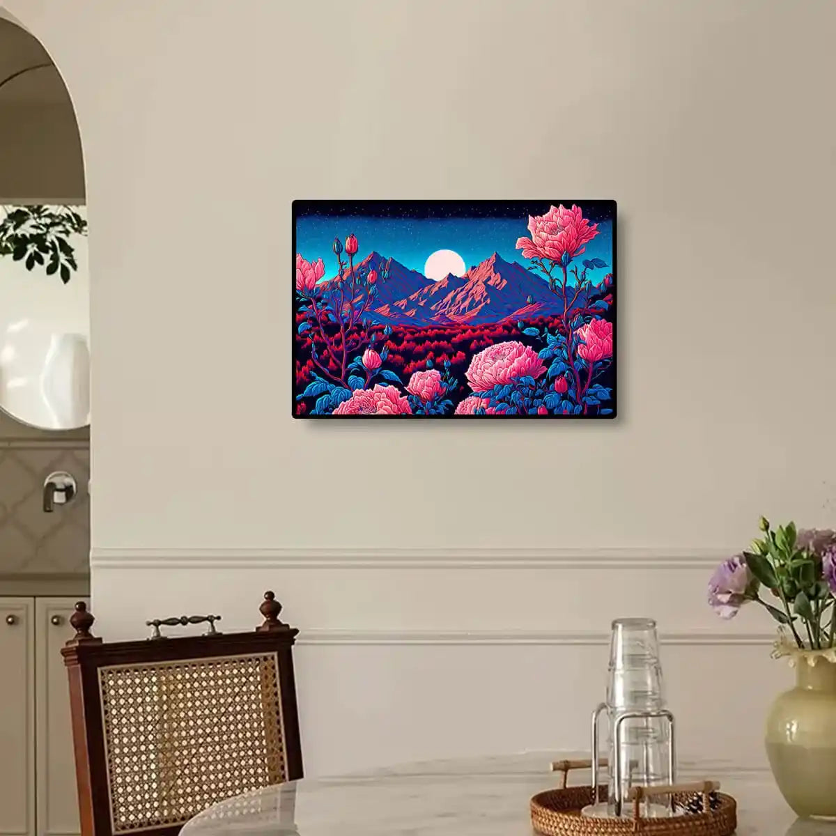 Strange Flower diamond art in room, adds a touch of fantasy and uniqueness.