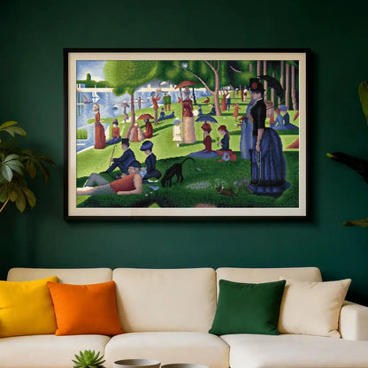 La Grande Jatte diamond painting displayed in bright modern living room with peaceful artistic atmosphere - FEELOOK Art
