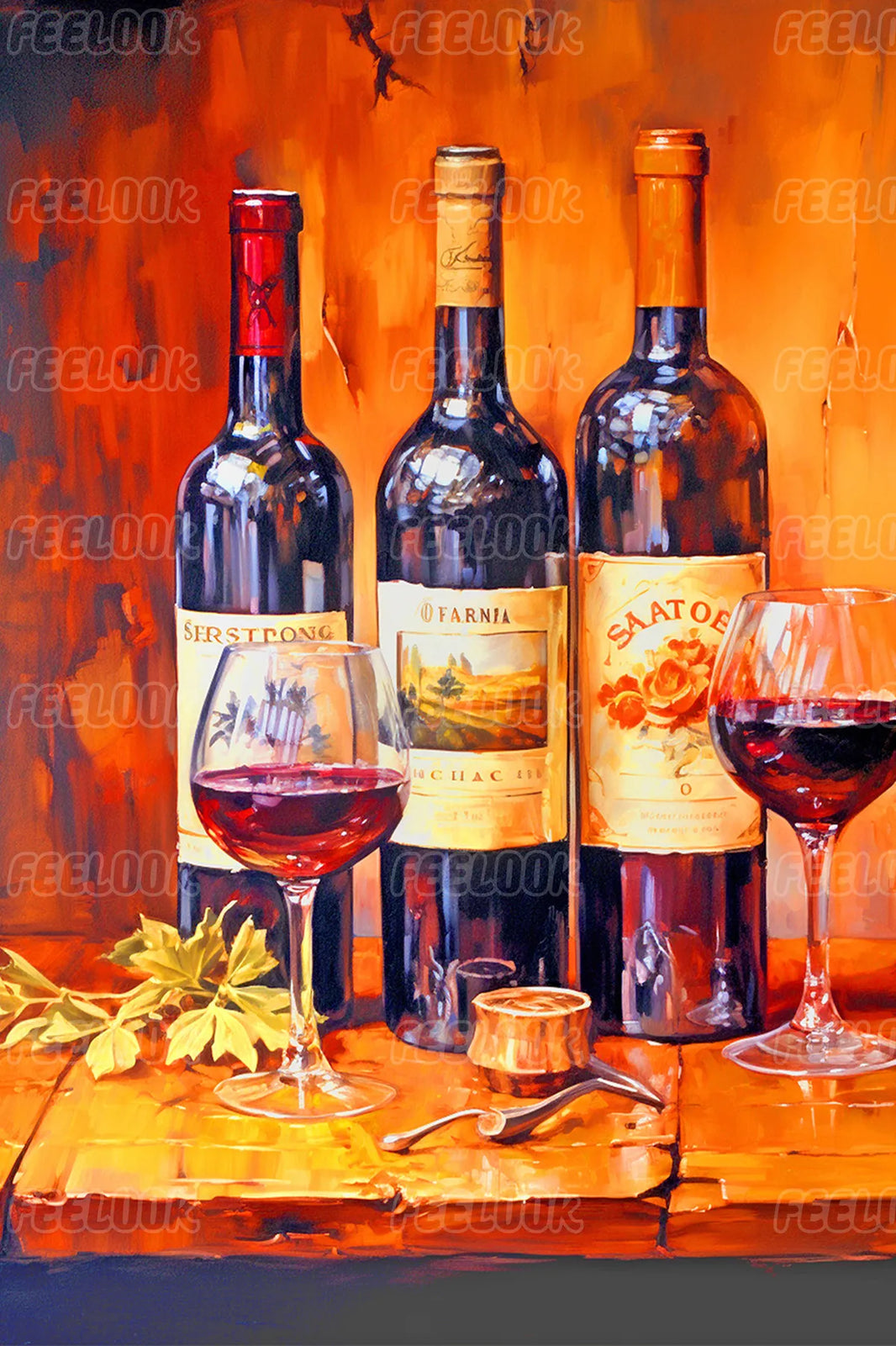 Table Wine diamond painting kit main image with wine bottle, glasses, and table setting
