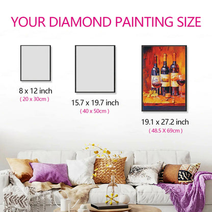 Size reference for Table Wine diamond painting kit