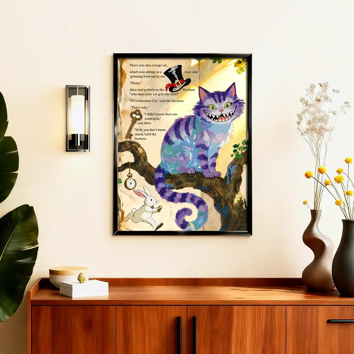 The Cheshire Cat Wonderland diamond art as eye-catching home décor, evoking magic and imagination – FEELOOK Art