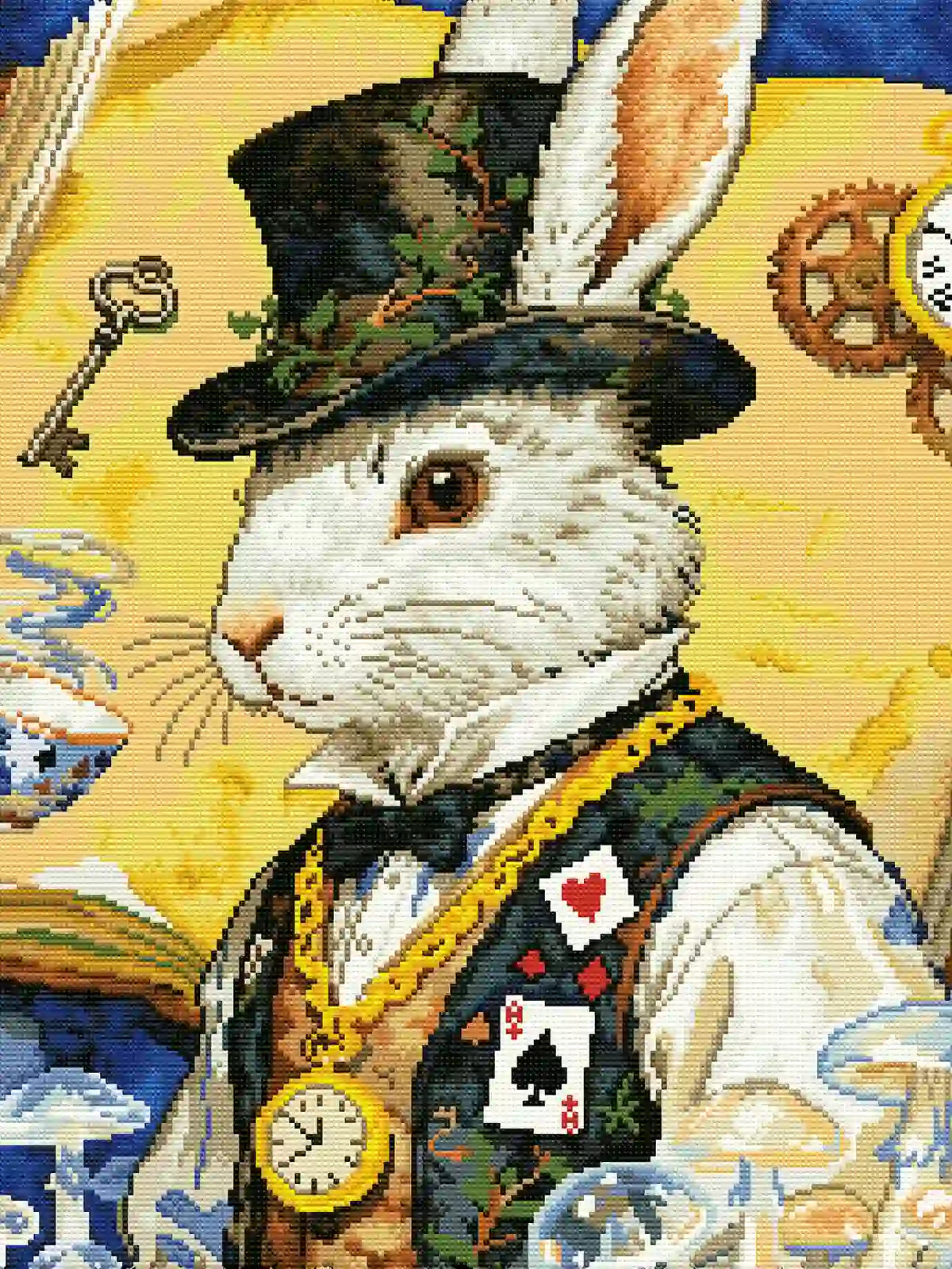 Finished The Gentleman Rabbit diamond art highlighting delicate textures, sparkling drills, and a classic fairy tale aesthetic – FEELOOK Art