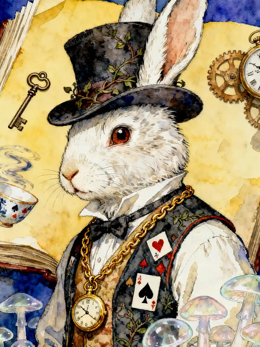 The Gentleman Rabbit diamond painting featuring a refined rabbit character in vintage attire with elegant storybook details – FEELOOK Art