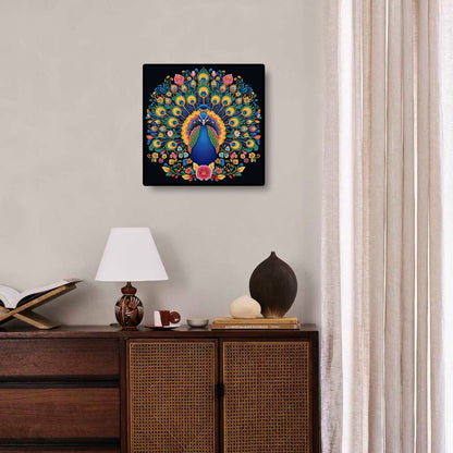 The Peacocks in Love diamond painting kit on display in a room, bringing a romantic and colorful vibe with diamond painting gems.