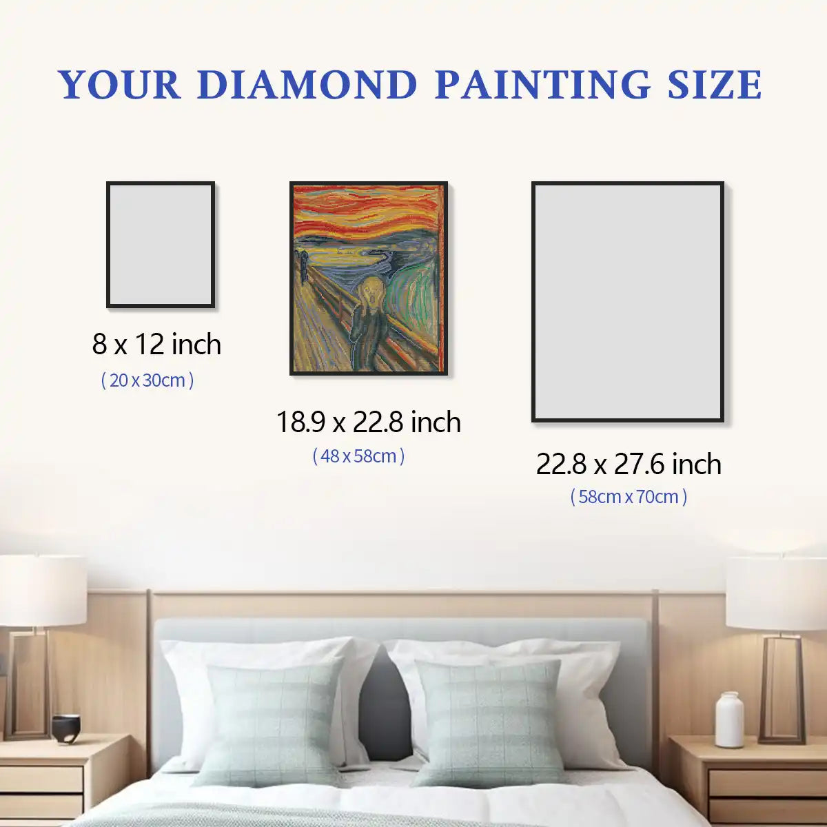  The Scream diamond painting size guide for striking modern wall décor and artistic room inspiration - FEELOOK Art