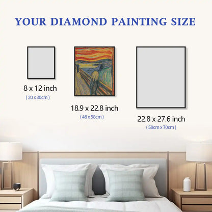  The Scream diamond painting size guide for striking modern wall décor and artistic room inspiration - FEELOOK Art