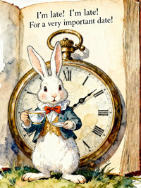 The White Rabbit diamond painting inspired by Alice in Wonderland, featuring the iconic rabbit with a pocket watch – FEELOOK Art