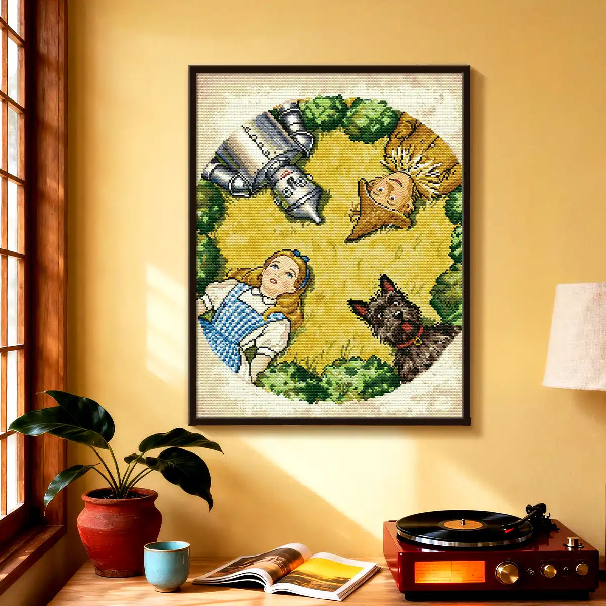The Wizard of Oz diamond painting displayed in a bright dining area, adding fantasy charm and classic storybook vibes – FEELOOK Art
 
