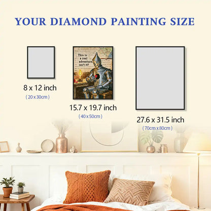 Bedroom scene with diamond painting sizes displayed-FEELOOK Art