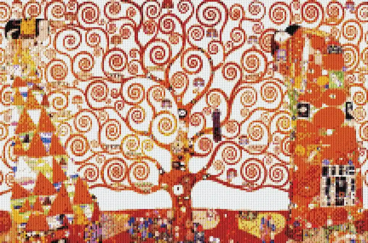 Colorful spiritual Tree of Life diamond art completed with round drills.