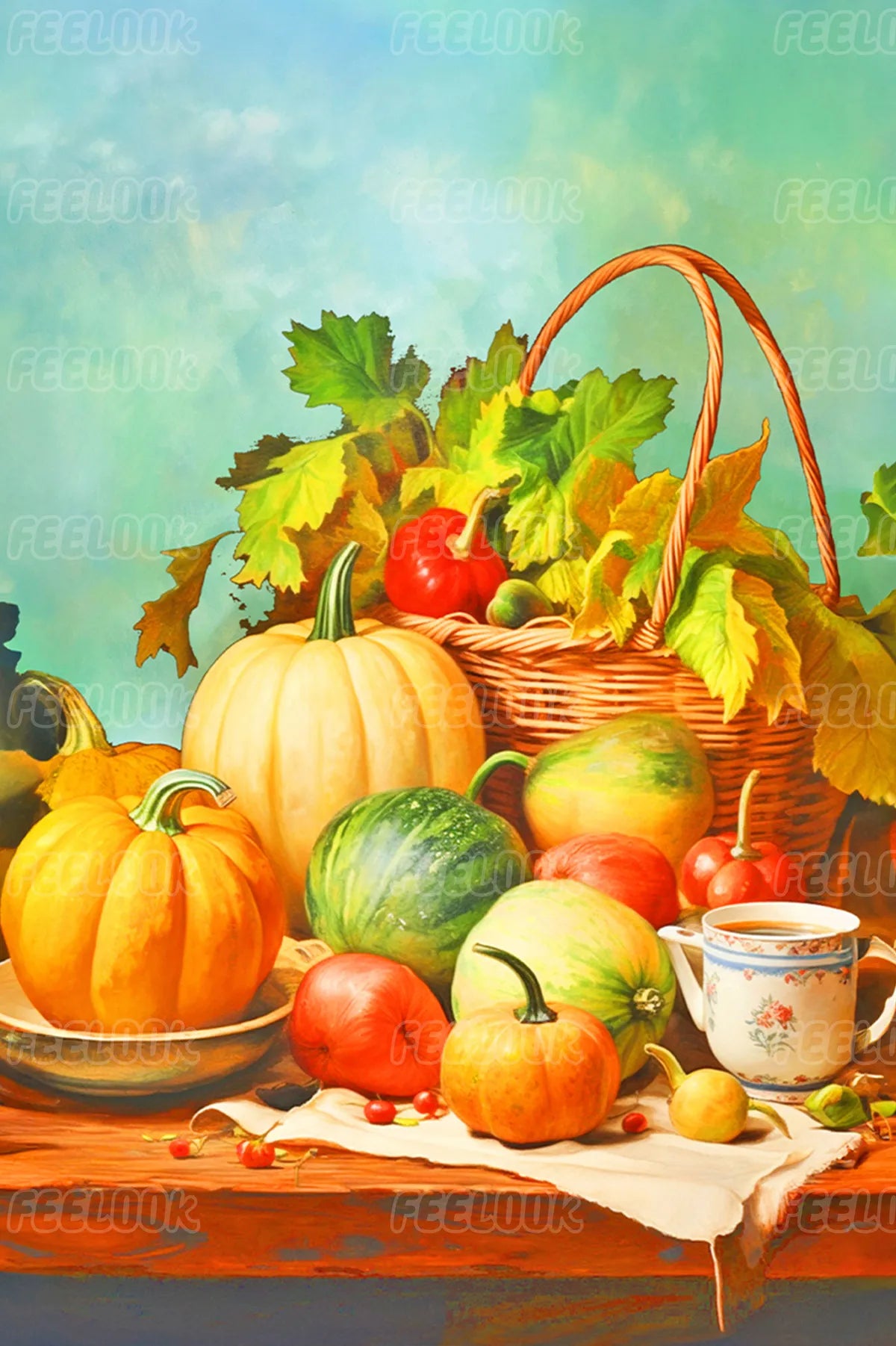 Vegetable diamond painting kit main image with colorful vegetables on white background