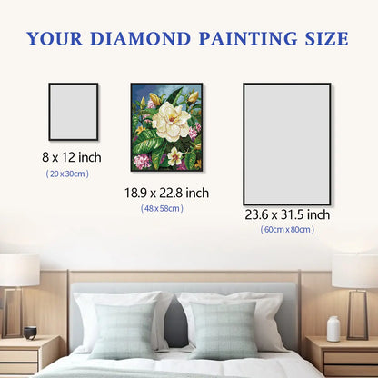 Size chart for Velvet White 5D diamond painting: multiple decorative size options - FEELOOK Art