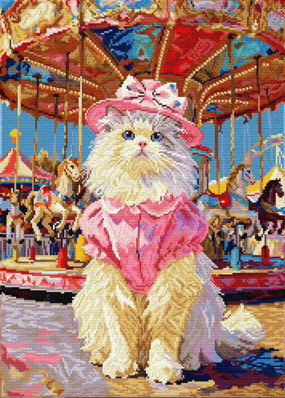 Shimmering diamond-faceted effect of the Viral Kitten artwork showing vibrant colors - FEELOOK Art