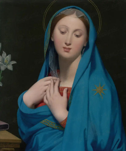 Virgin of the Adoption 5D diamond painting with sacred serenity soft textures and radiant resin drill detail - FEELOOK Art