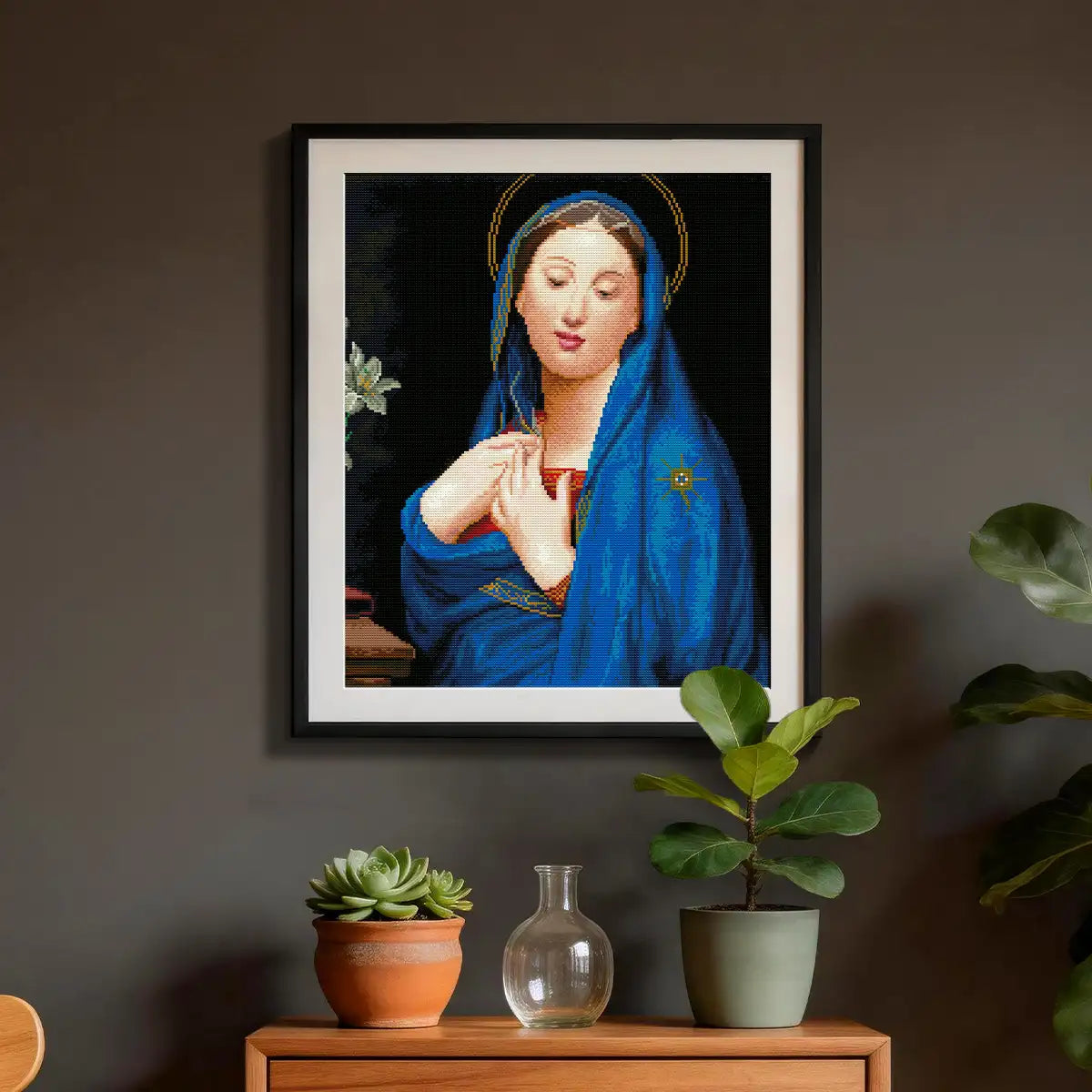 Classical Virgin of the Adoption diamond art bringing sacred elegance into refined interior décor - FEELOOK Art
