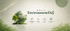 World Environment Day banner featuring a green Earth globe with eco-friendly diamond painting values including eco-responsible canvas, no bleed, no waste, and no compromise by FEELOOK Art