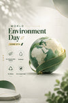 World Environment Day mobile banner with eco-friendly Earth design highlighting sustainable diamond painting values including eco-responsible canvas, no bleed, no waste, and no compromise-FEELOOK Art